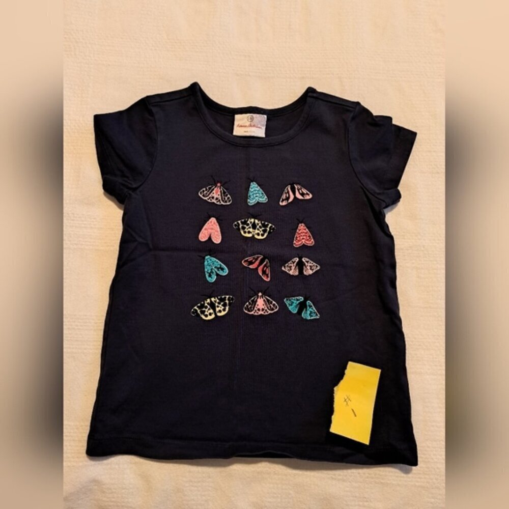 Hanna Andersson girls size 5 butterfly designed navy shirt #2 of 2
